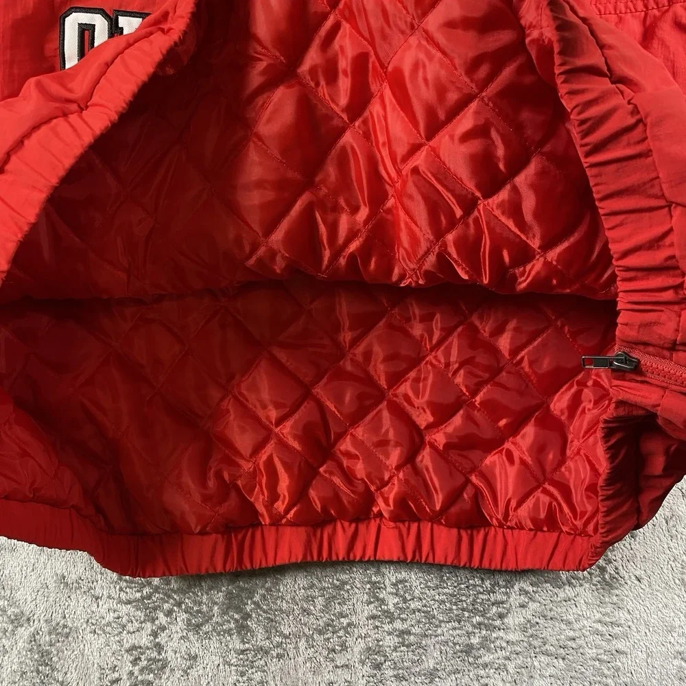 Vintage Starter Ohio State Buckeyes Jacket Mens XL Pullover Half Zip Hooded NCAA